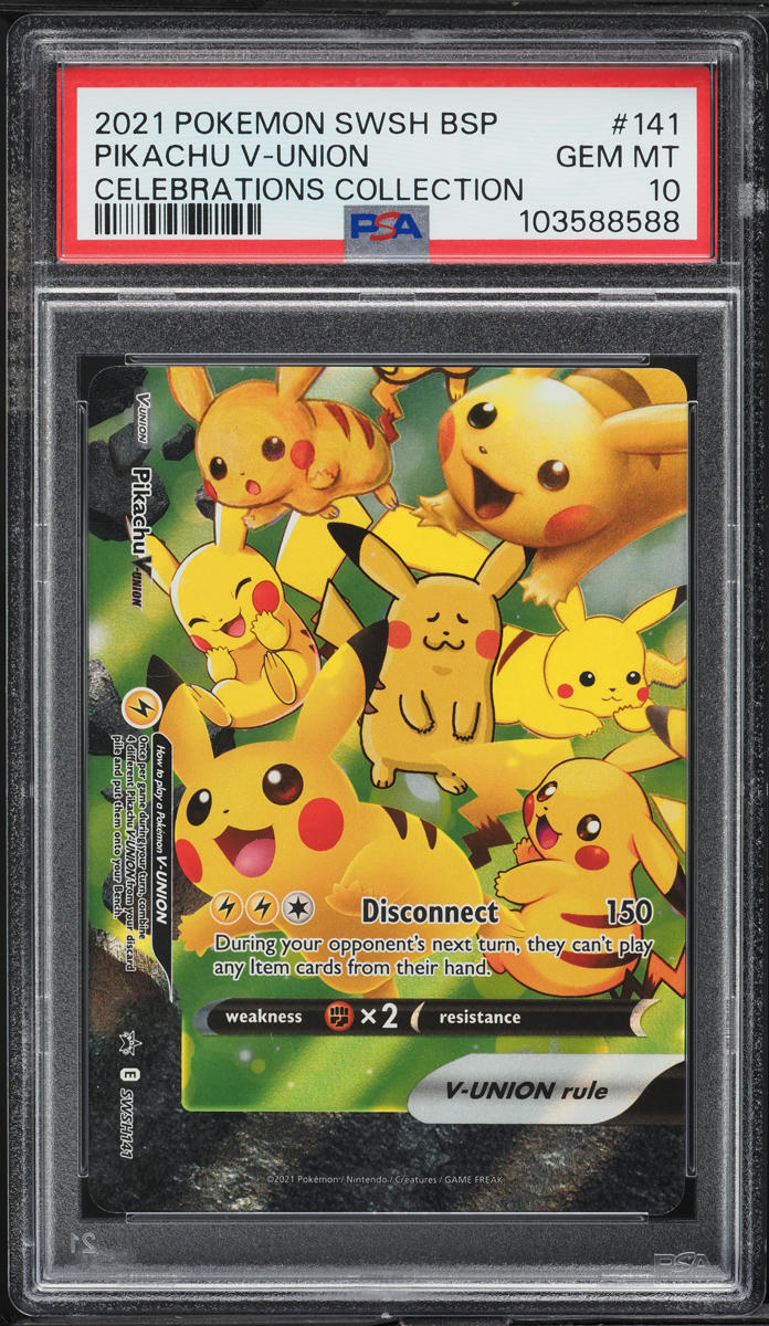 2021 Pokemon SWSH Black Star Promo Celebrations Pikachu V Union #141 PSA 10 GEM