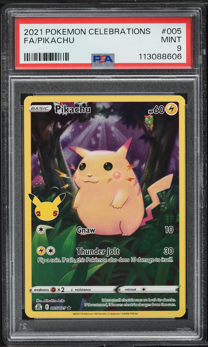 2021 Pokemon Sword & Shield Celebrations Full Art Pikachu #5 PSA 9 MINT