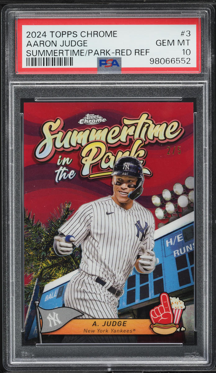 2024 Topps Chrome Summertime In the Park Red Refractor Aaron Judge /5 #3 PSA 10