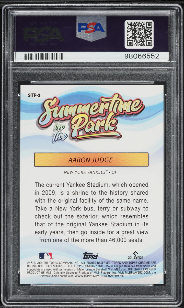 2024 Topps Chrome Summertime In the Park Red Refractor Aaron Judge /5 #3 PSA 10