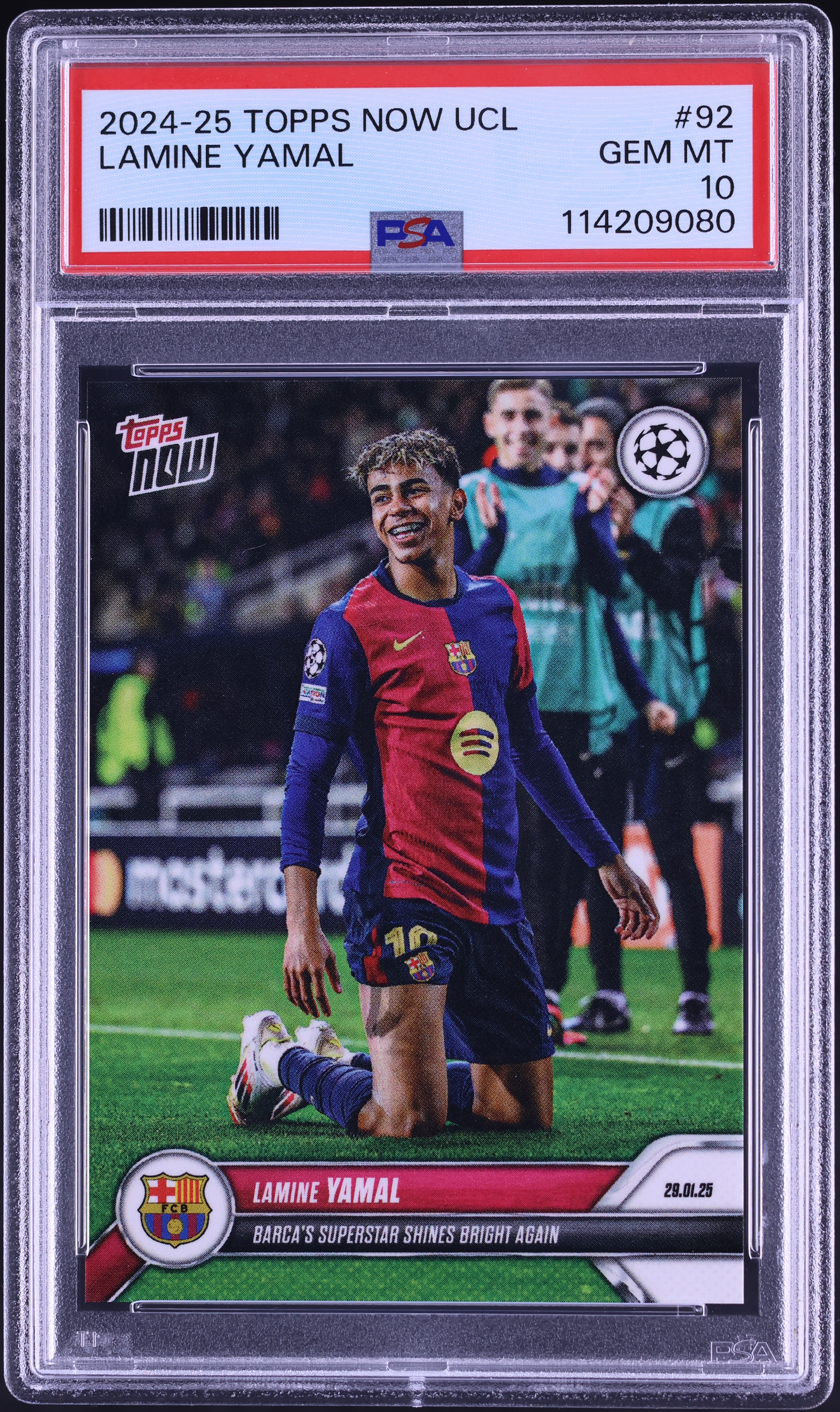 2024 Topps Now UEFA Champions League Lamine Yamal ROOKIE #92 PSA 