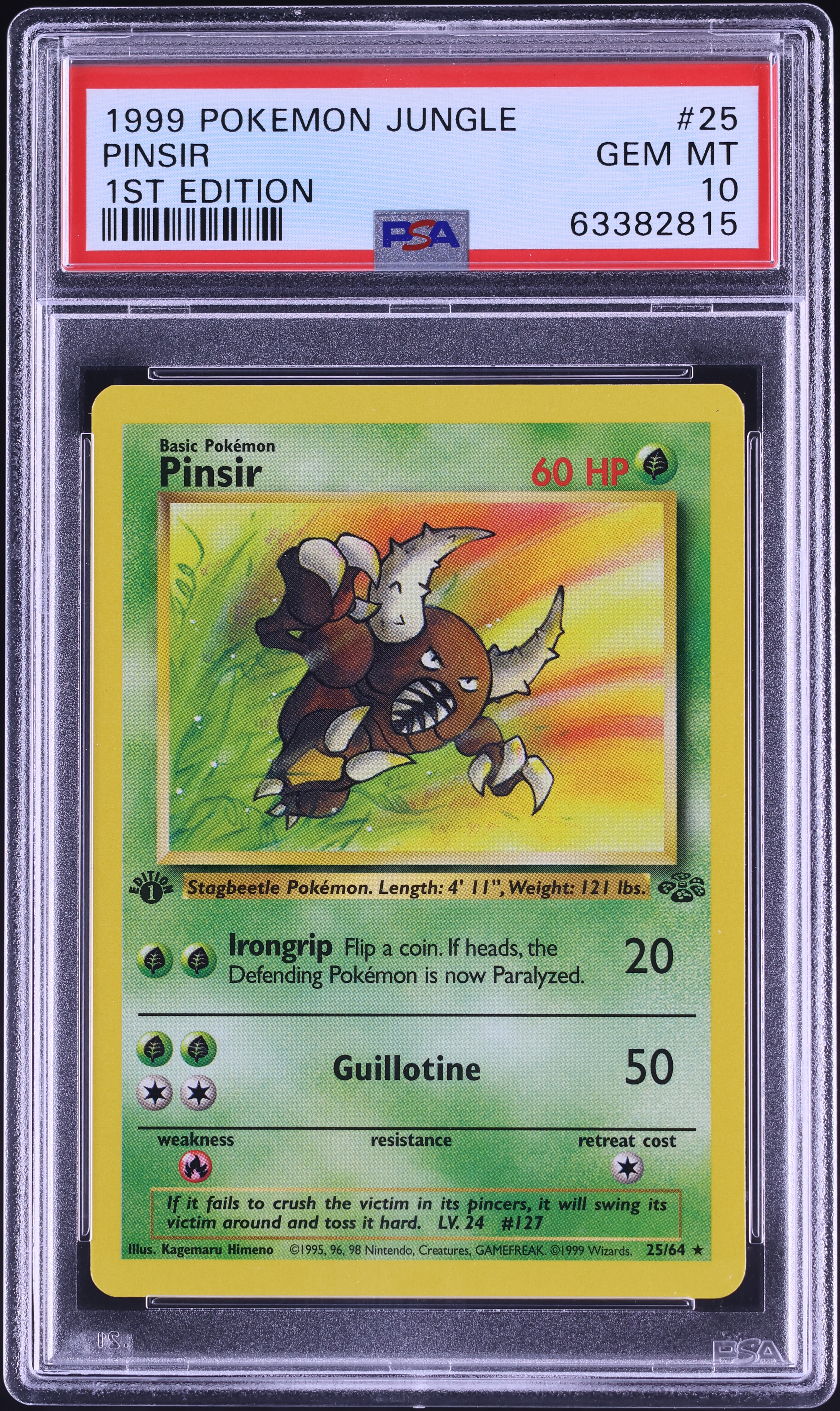 1999 Pokemon Jungle 1st Edition Pinsir #25 PSA 10 GEM MINT on