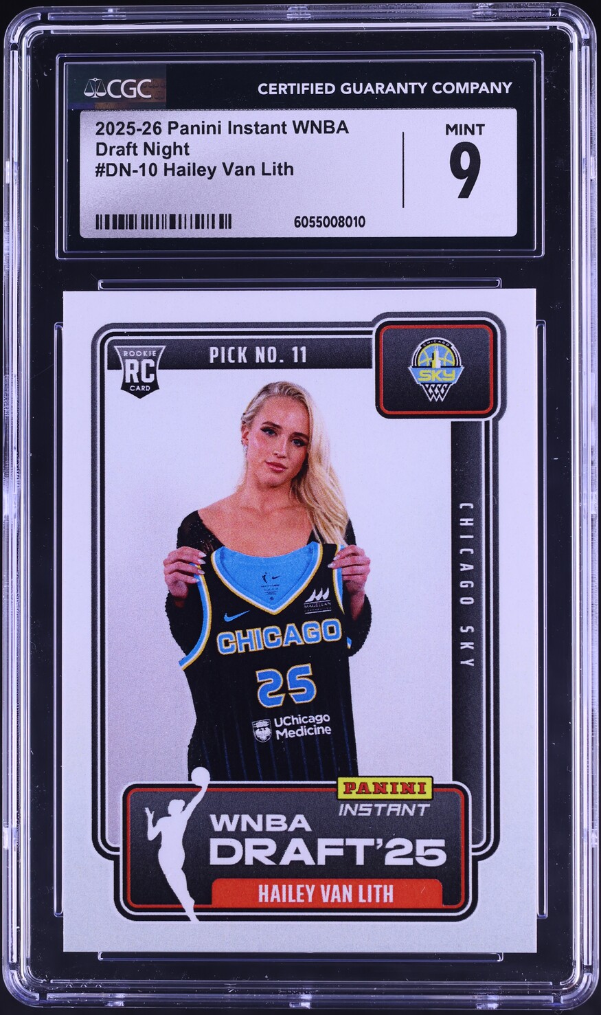 2025 Panini Instant WNBA Draft Night Hailey Van Lith ROOKIE /6070 #DN10 CGC 9 MINT