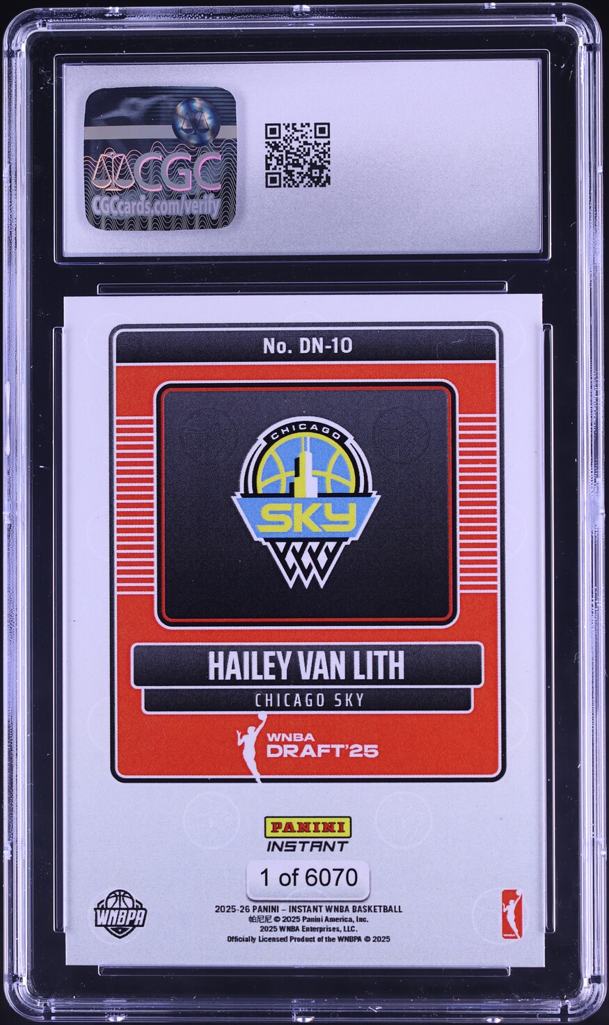 2025 Panini Instant WNBA Draft Night Hailey Van Lith ROOKIE /6070 #DN10 CGC 9 MINT