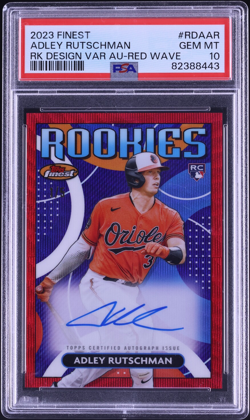 2023 Finest Variation Red Wave Adley Rutschman ROOKIE AUTO 1/5 #RDAAR PSA 10 GEM