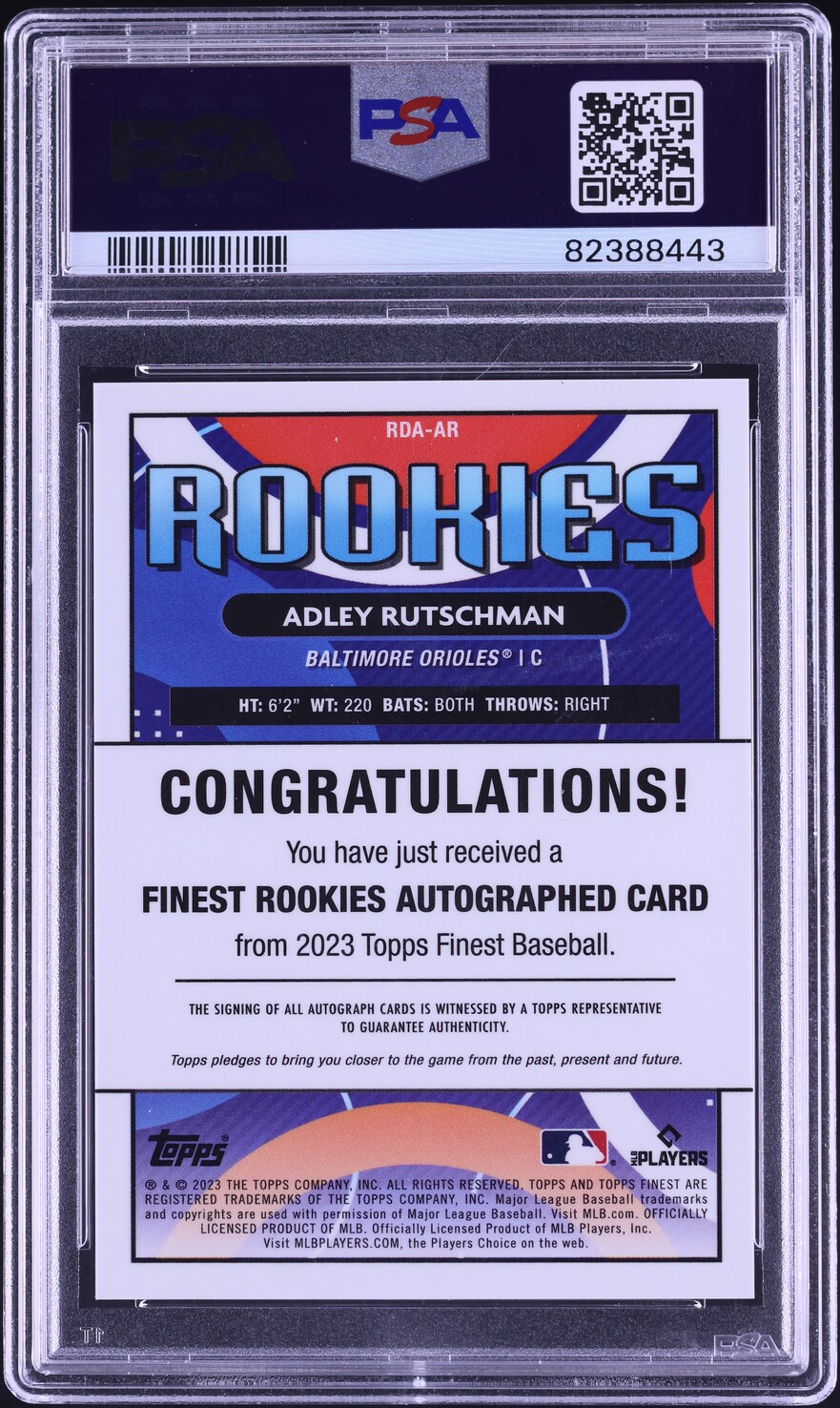 2023 Finest Variation Red Wave Adley Rutschman ROOKIE AUTO 1/5 #RDAAR PSA 10 GEM
