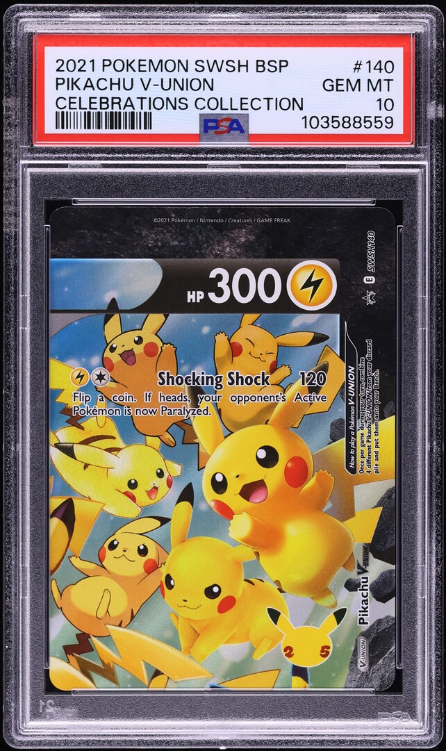 2021 Pokemon SWSH Black Star Promo Celebrations Pikachu V Union #140 PSA 10 GEM