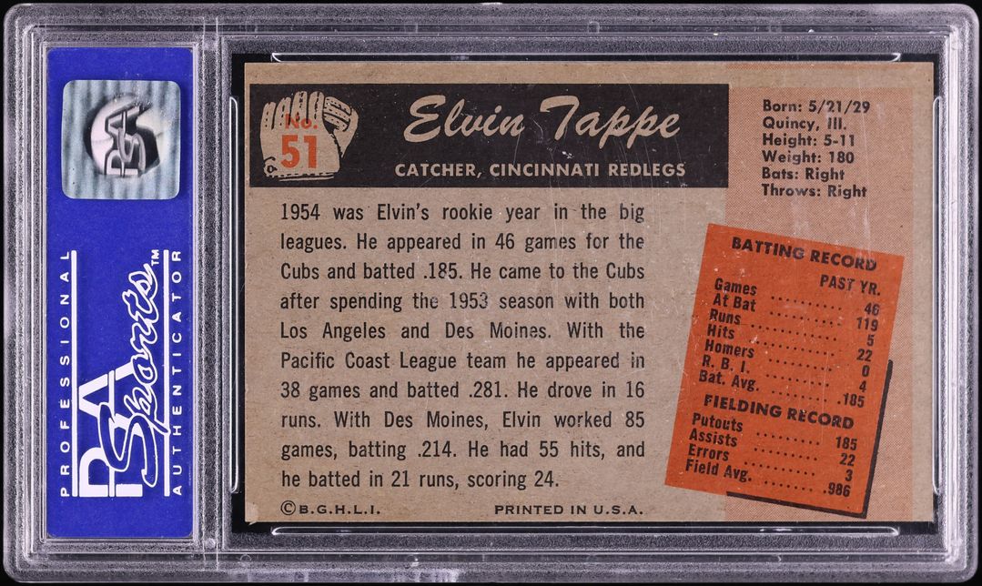 1955 Bowman Elvin Tappe #51 PSA 8 NM-MT