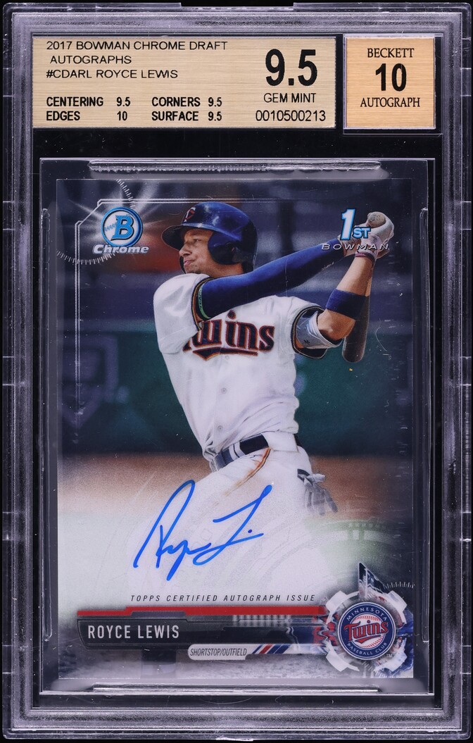2017 Bowman Chrome Draft Royce Lewis ROOKIE AUTO #CDARL BGS 9.5 GEM MINT