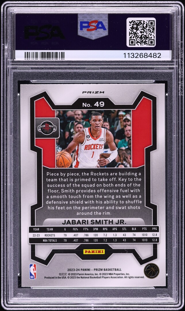 2023 Panini Prizm Ruby Wave Jabari Smith Jr. #49 PSA 10 GEM MINT
