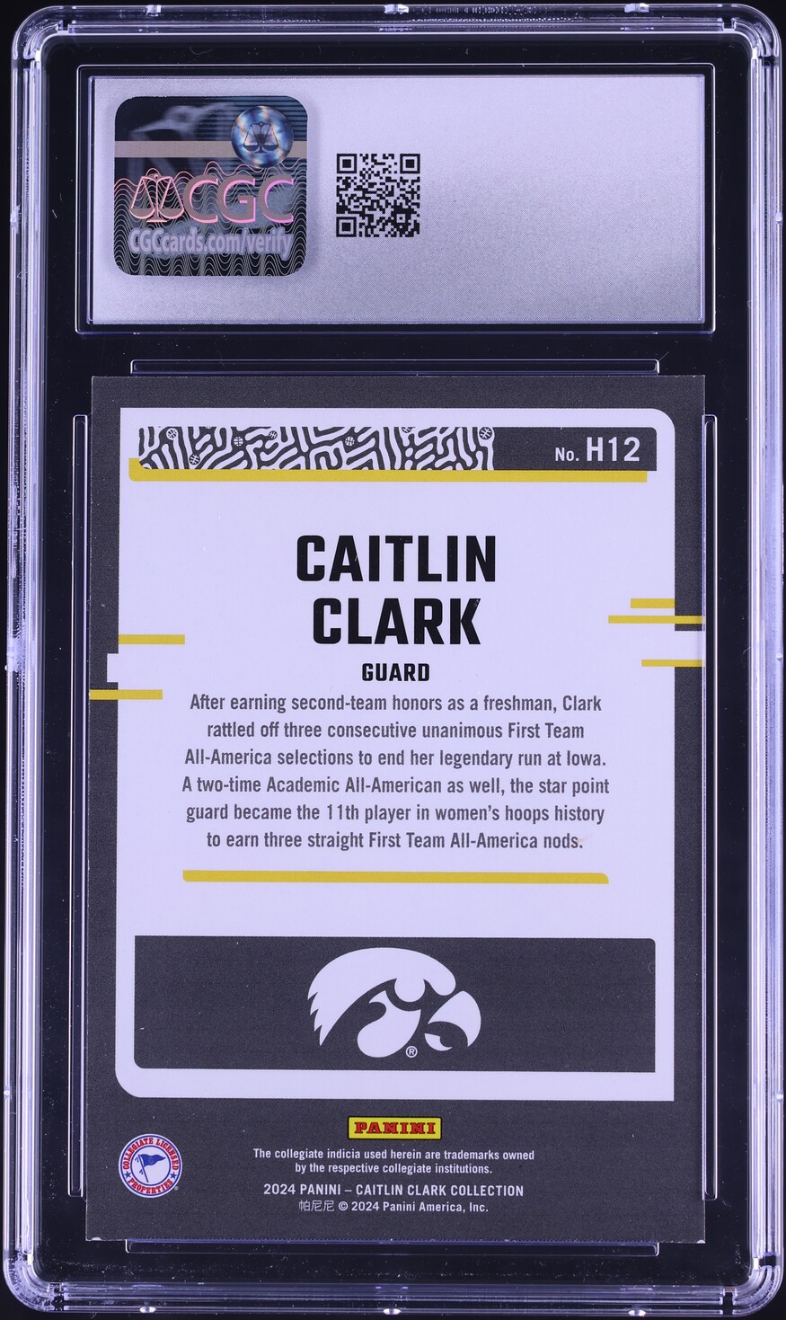 2024 Panini Collection Highlights Caitlin Clark ROOKIE #H12 CGC 8 NM-MT