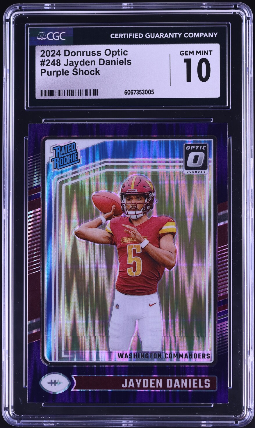 2024 Donruss Optic Purple Shock Jayden Daniels ROOKIE #248 CGC 10 GEM MINT