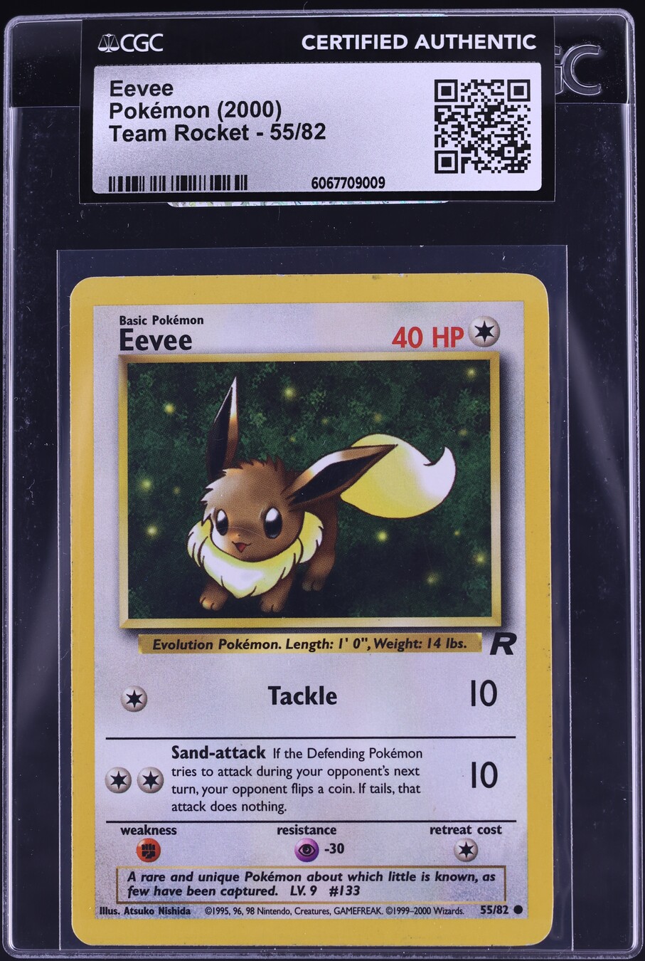 2000 Pokemon Team Rocket Eevee #55 CGC AUTH