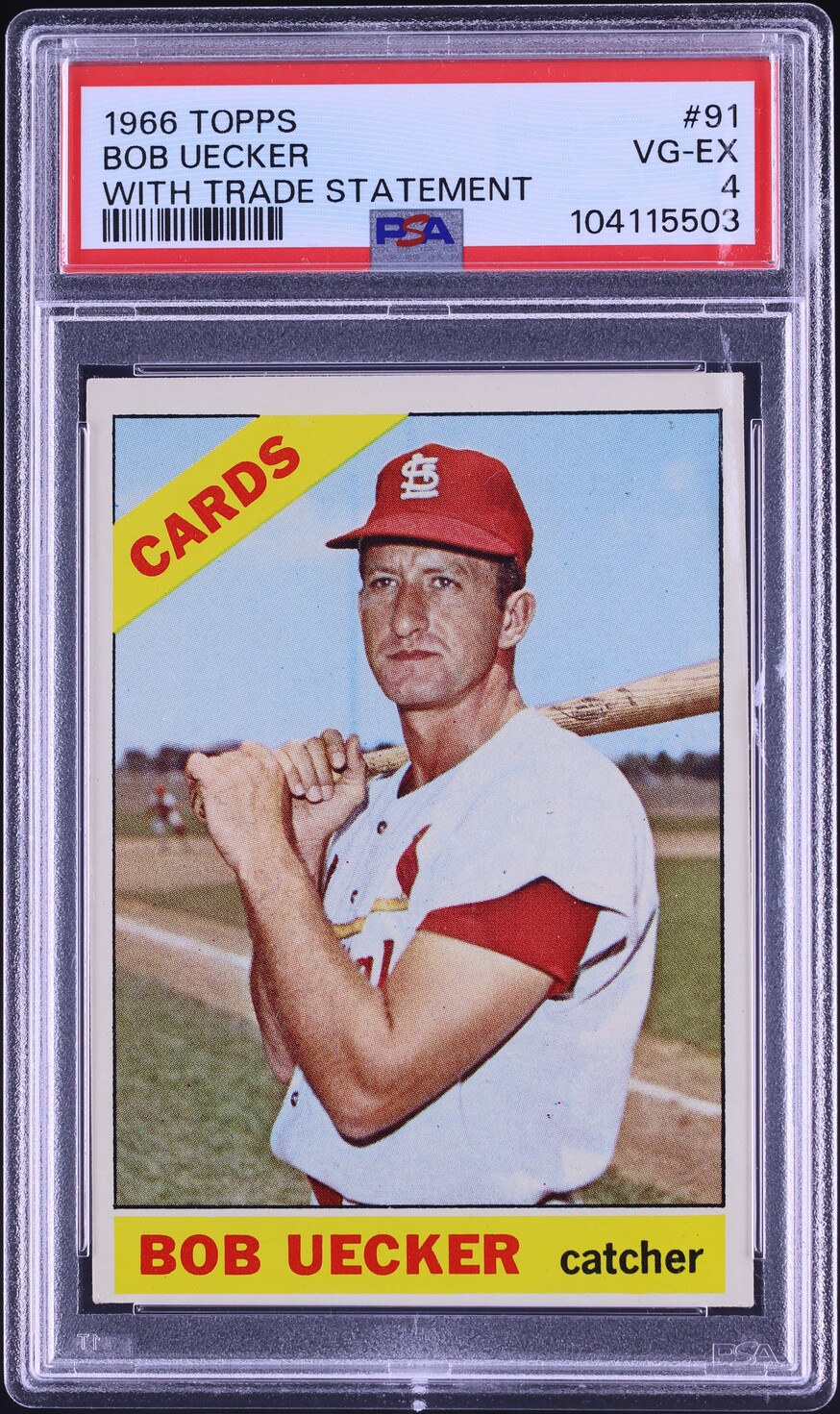 1966 Topps Bob Uecker WITH TRADE STATEMENT #91 PSA 4 VGEX