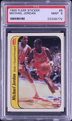 1986 Fleer Sticker Michael Jordan ROOKIE #8 PSA 9 MINT on Fanatics