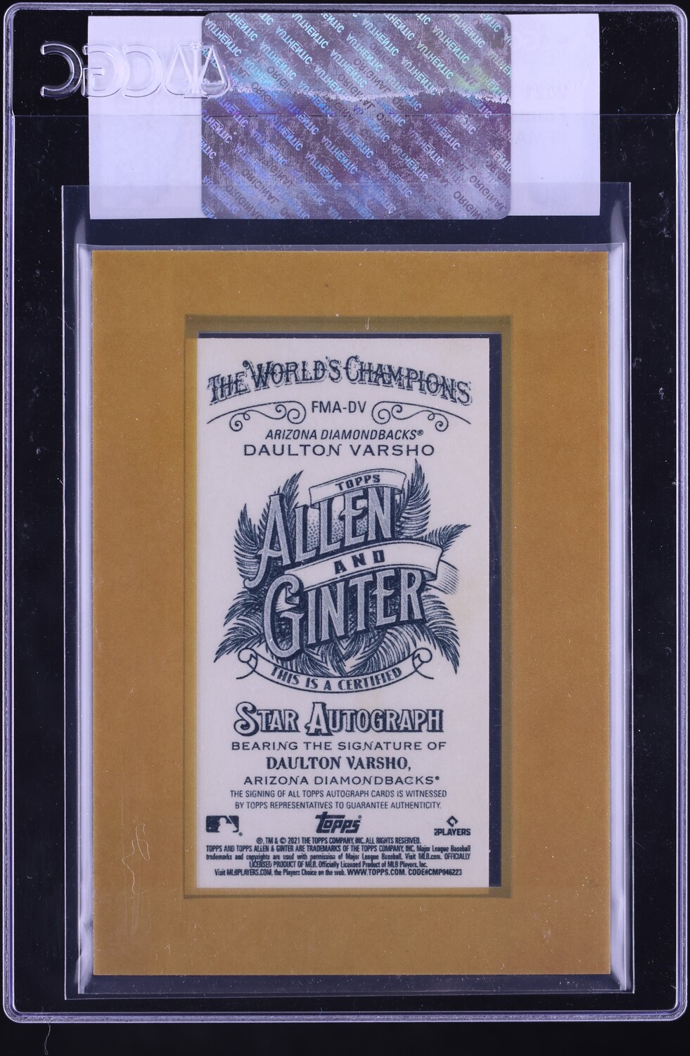 2021 Topps Allen & Ginter Framed Mini Daulton Varsho ROOKIE AUTO