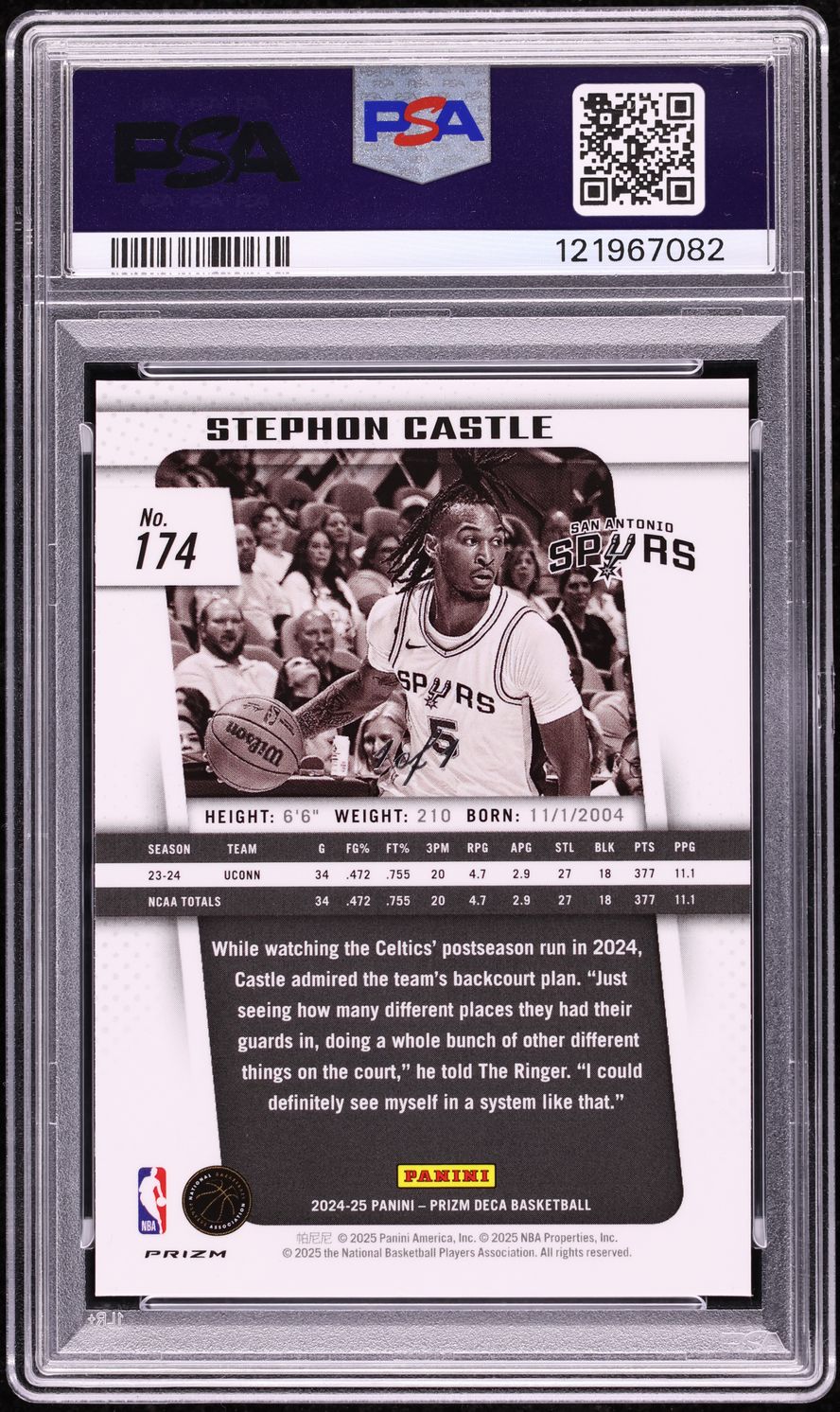 2024 Panini Prizm Deca Black Stephon Castle ROOKIE 1/1 #174 PSA 10 GEM MINT