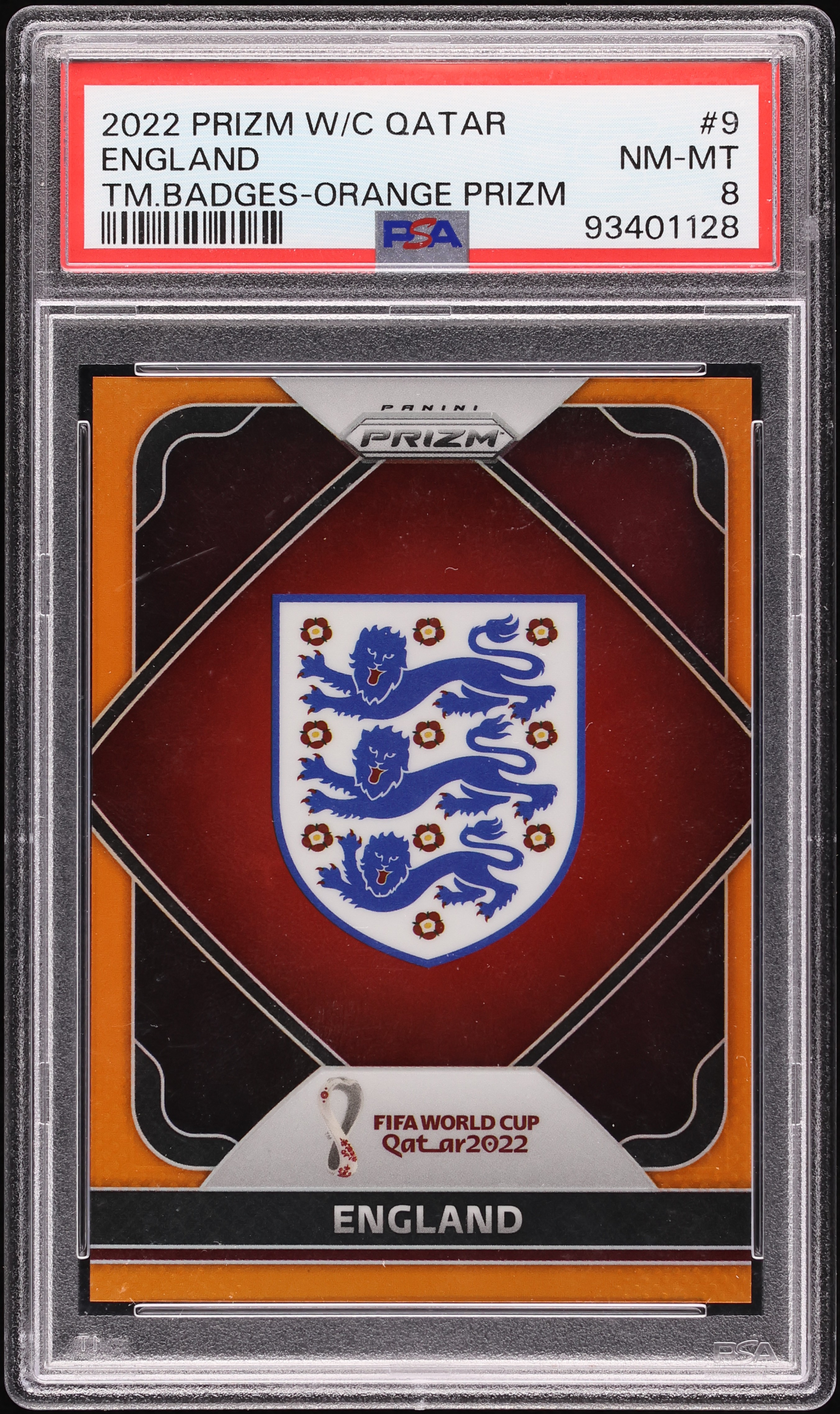 2022 Panini Prizm FIFA World Cup Qatar Soccer Orange England #9