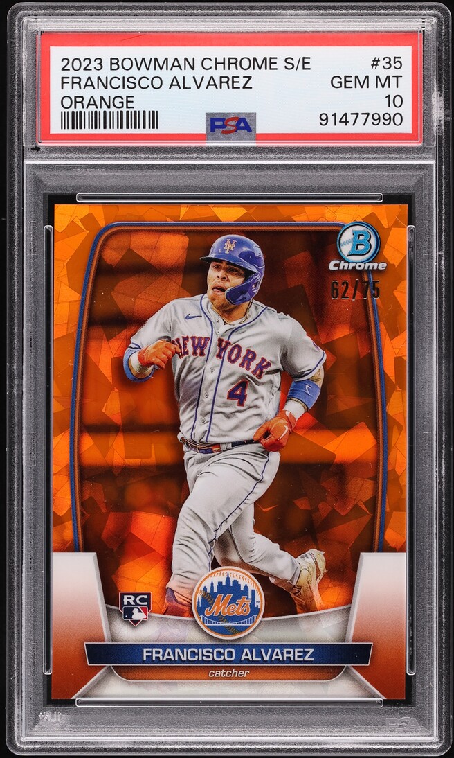 2023 Bowman Chrome Sapphire Orange Francisco Alvarez ROOKIE /75 #35 PSA 10 GEM