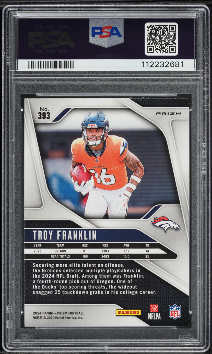 2024 Panini Prizm Silver Troy Franklin ROOKIE #393 PSA 9 MINT on