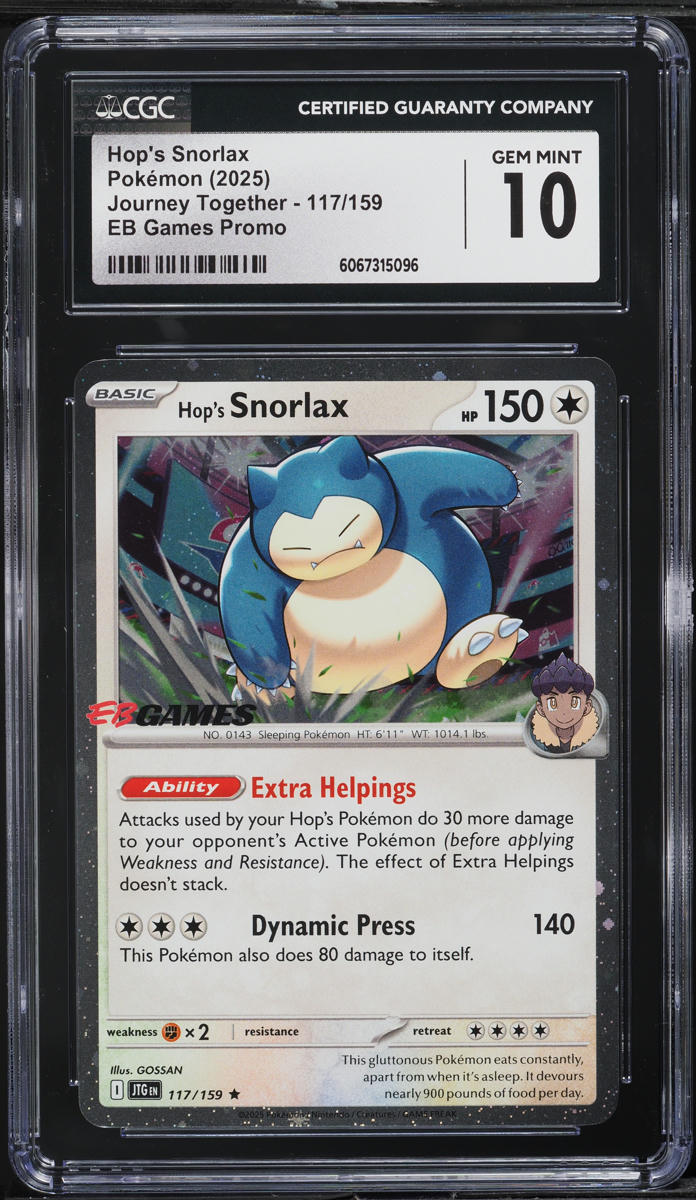 2025 Pokemon SV Journey Together EB Games Promo Hop's Snorlax #117 CGC 10 GEM MINT