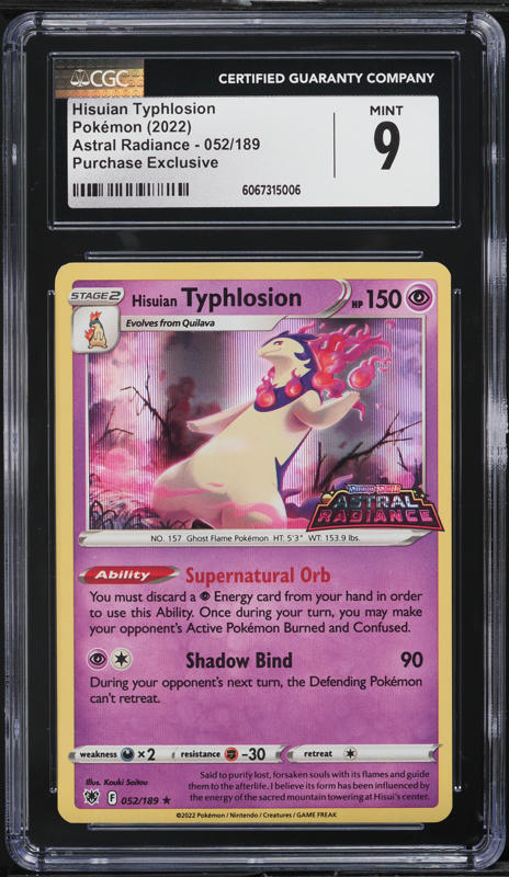 2022 Pokemon Sword & Shield Astral Radiance Purchase Exclusive Hisuian Typhlosion #52 CGC 9