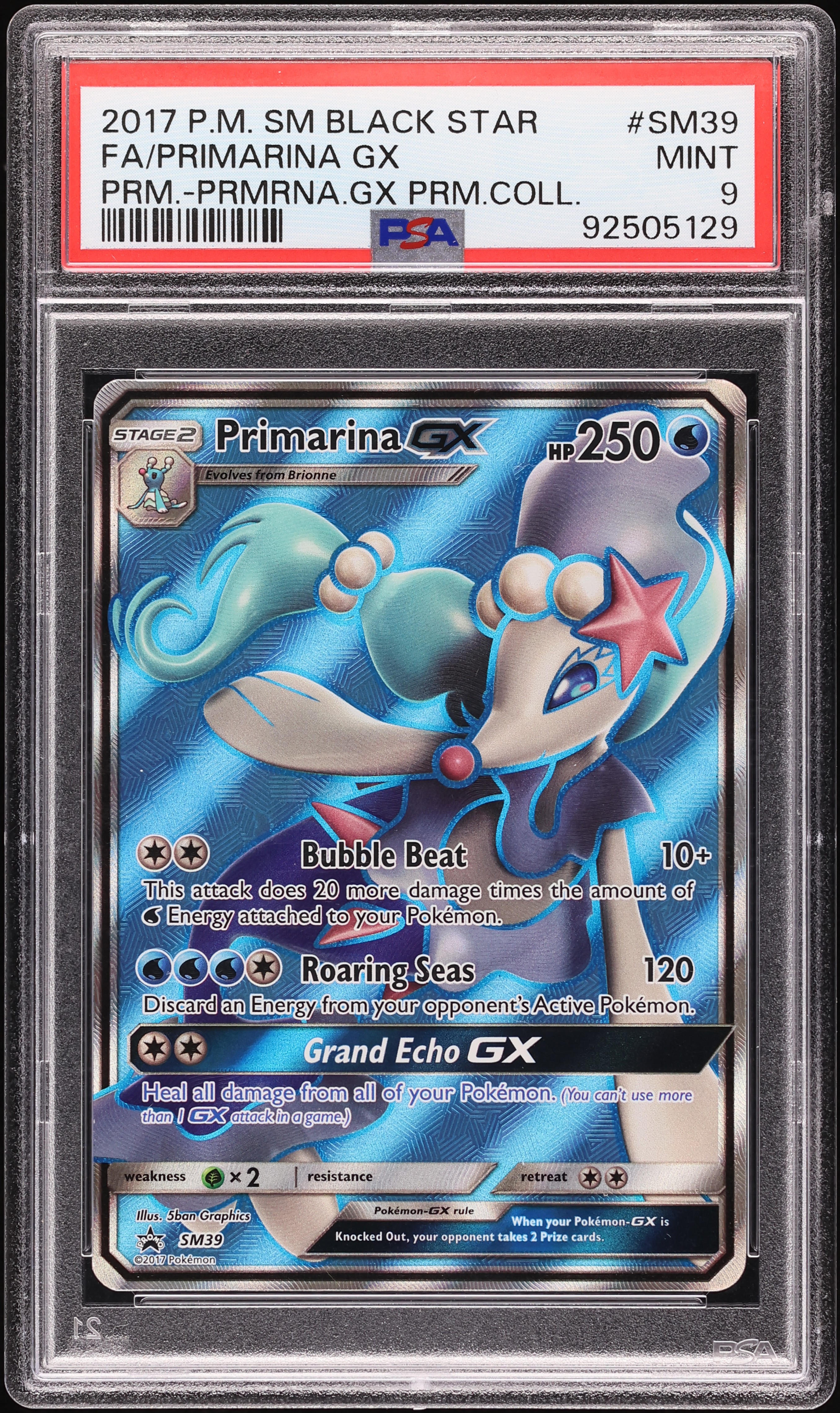 2017 Pokemon Sun & Moon Black Star Promo Full Art Primarina GX