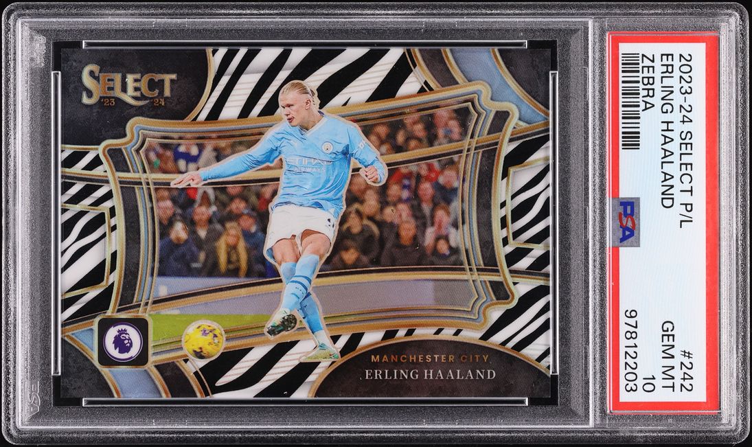 2023 Select Premier League Zebra Erling Haaland /25 #242 PSA 10