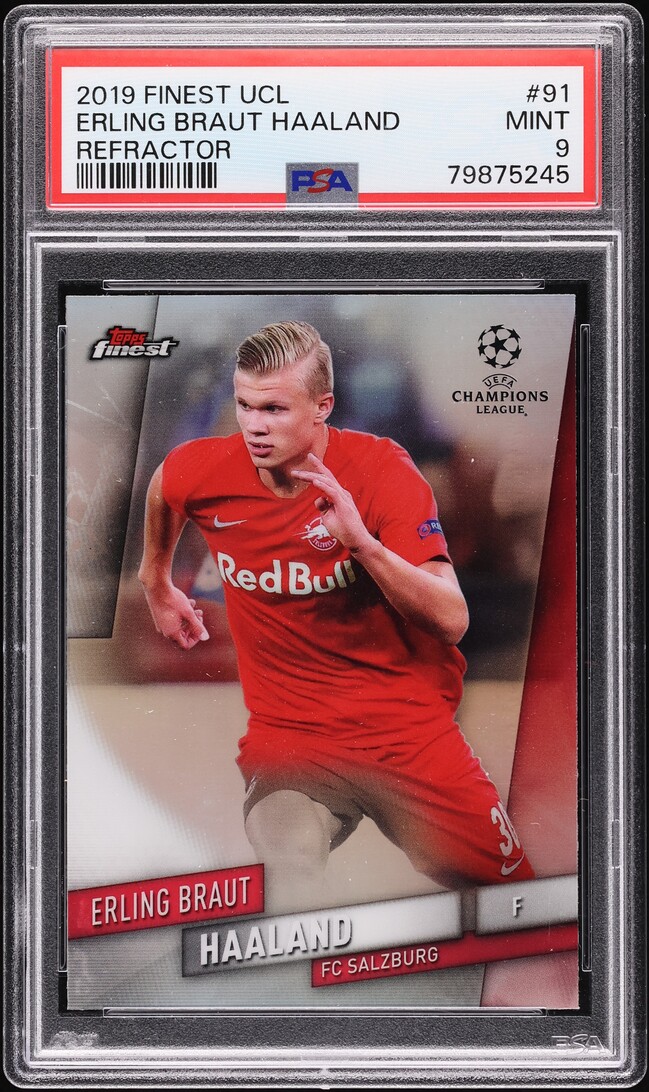 2019 Finest UEFA Champions League Refractor Erling Haaland ROOKIE #91 PSA 9 MINT