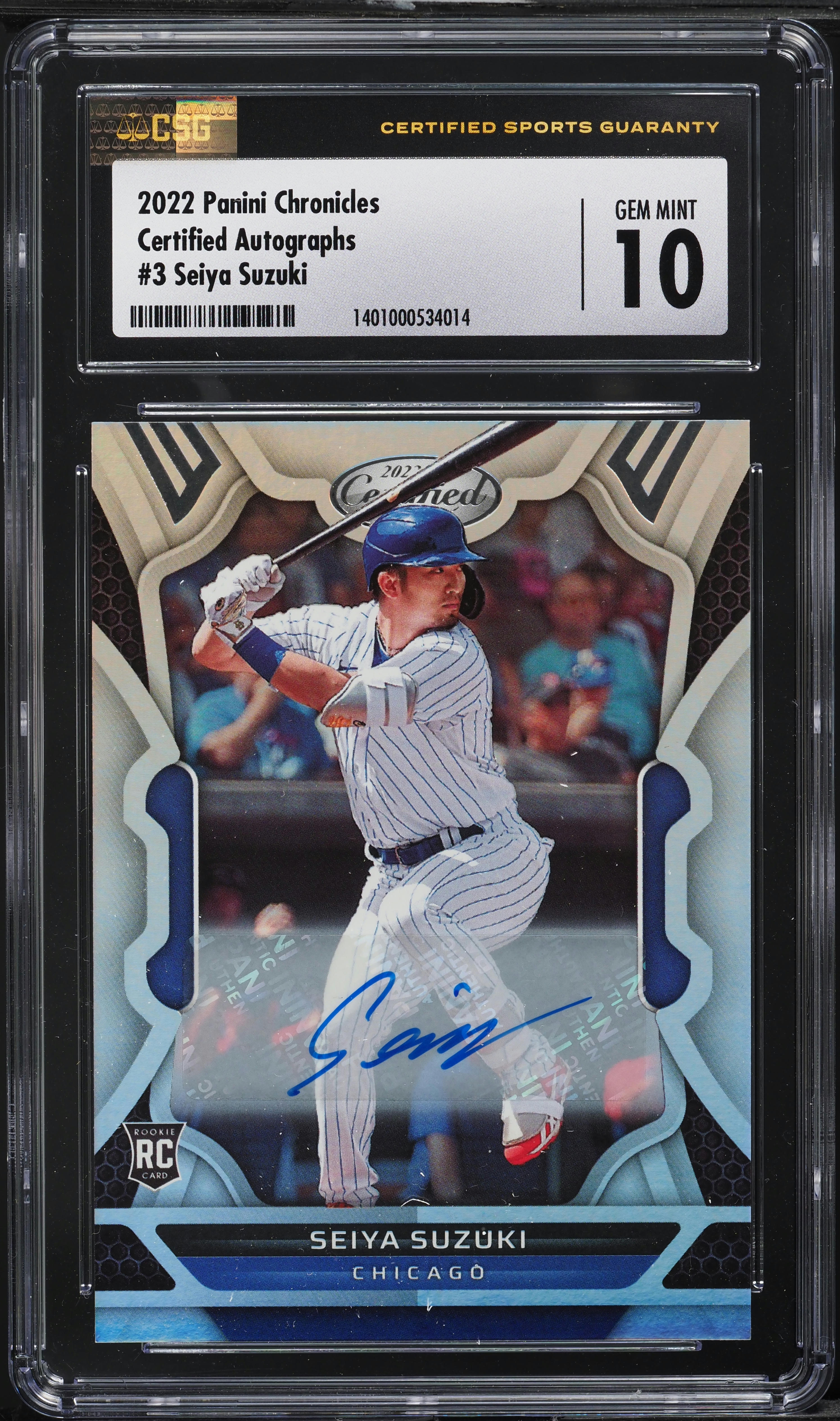2022 Panini Chronicles Certified Seiya Suzuki ROOKIE AUTO #3 CSG