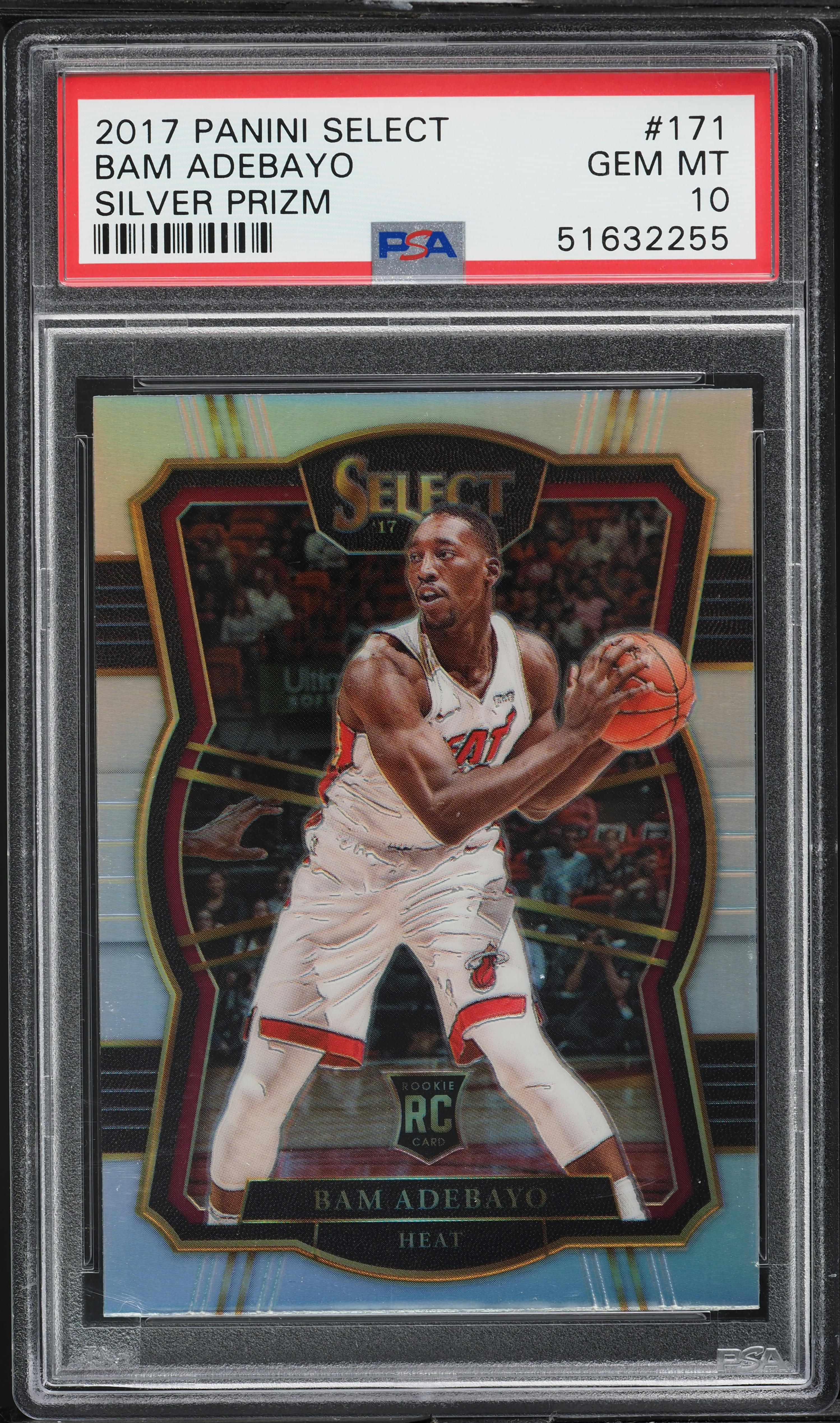 2017 Select Premier Level Silver Prizm Bam Adebayo ROOKIE #171 PSA 