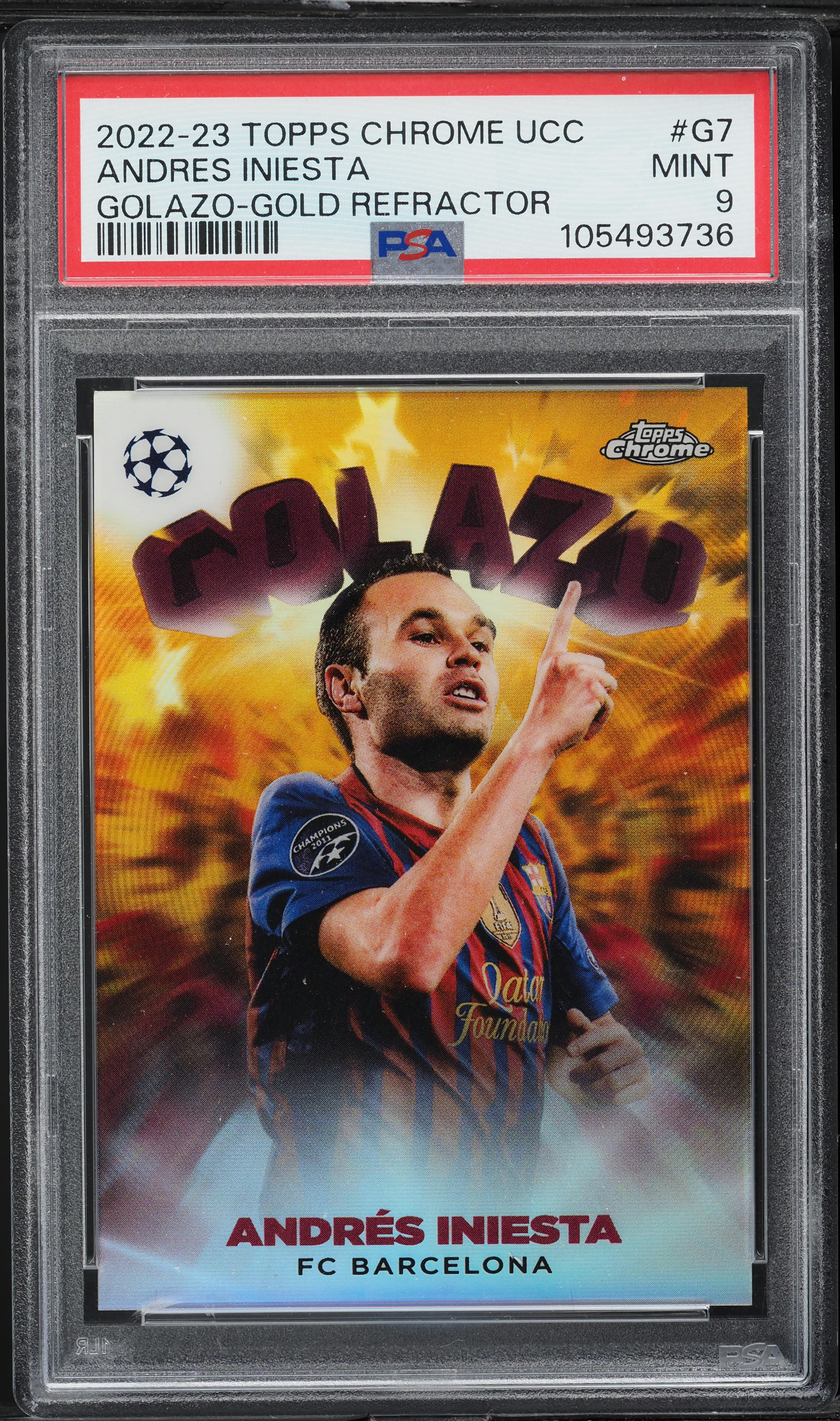 2022 Topps Chrome UEFA Golazo Gold Refractor Andres Iniesta /50 #G