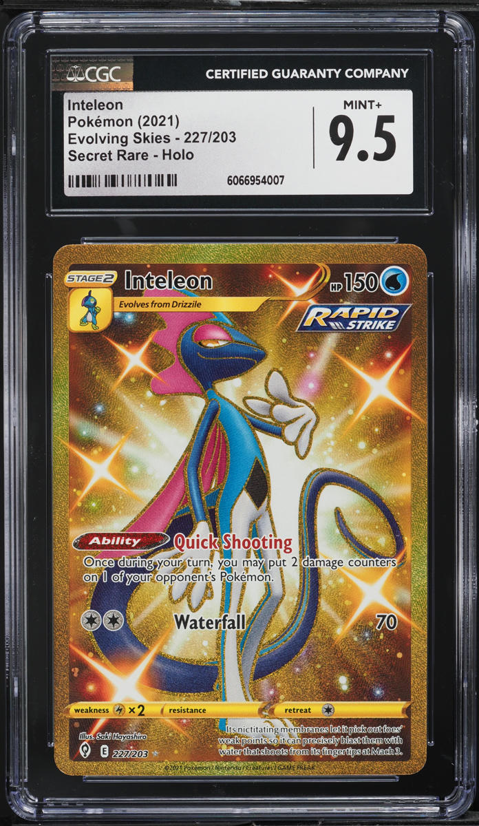 2021 Pokemon Sword & Shield Evolving Skies Gold Rare Inteleon #227 CGC 9.5 MINT+