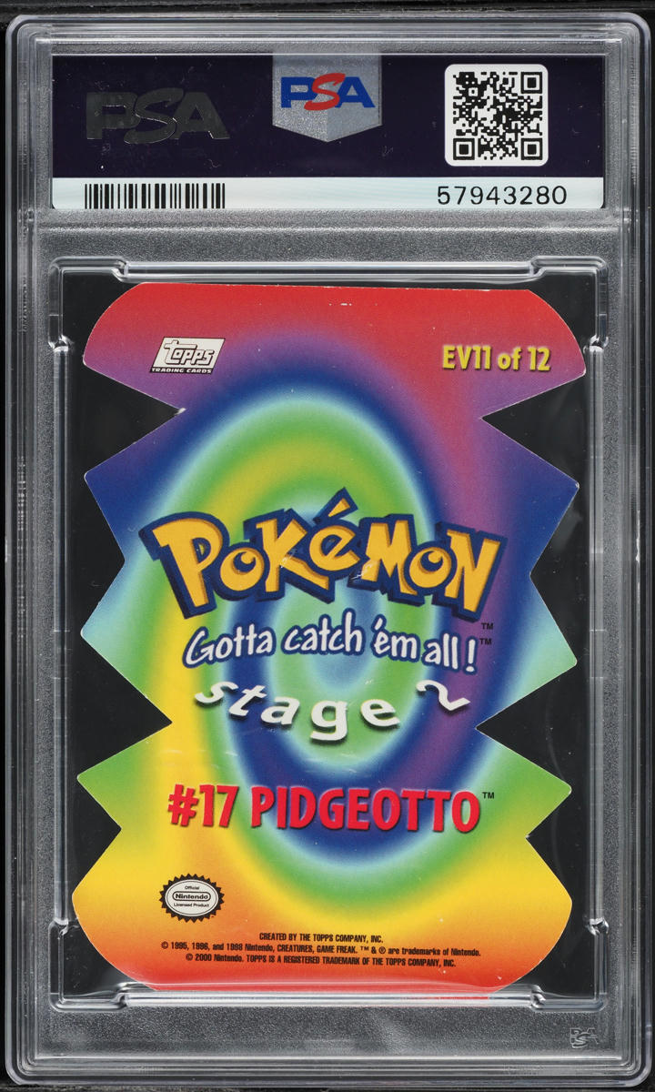 2000 Topps Pokemon TV Animation Die-Cut Embossed Pidgeotto #EV11 PSA 9 MINT  on Fanatics Collect