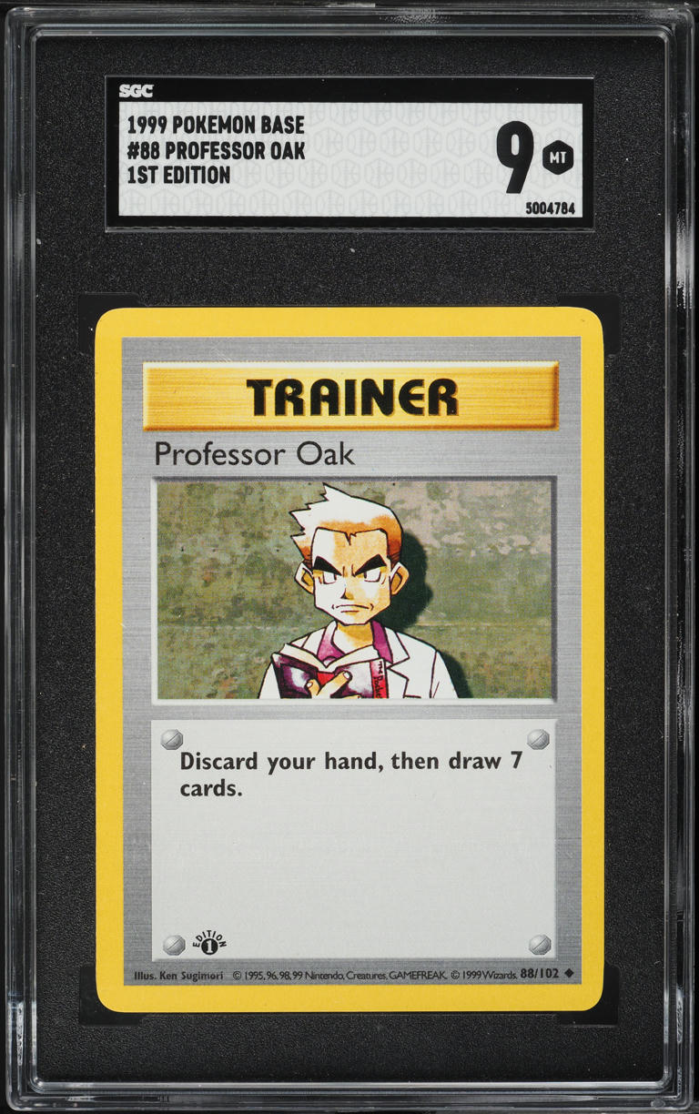 1999 Pokemon Base Set Shadowless 1st Edition Professor Oak #88 SGC 9 MINT