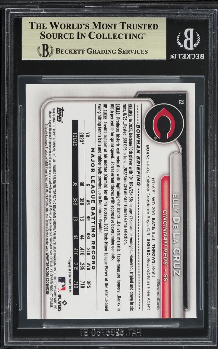 2024 Bowman Chrome Mega Box Elly De La Cruz ROOKIE #22 BGS 9.5 GEM MINT