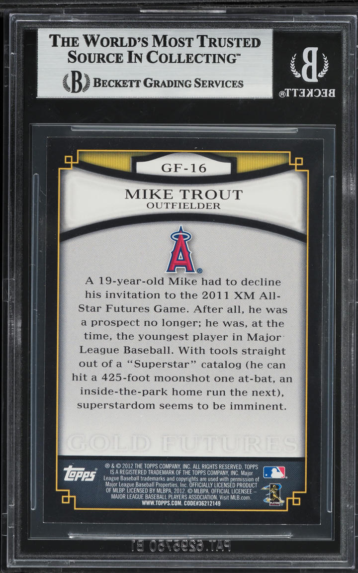 2012 Topps Gold Futures Mike Trout ROOKIE #GF-16 BGS 8.5 NM-MT+