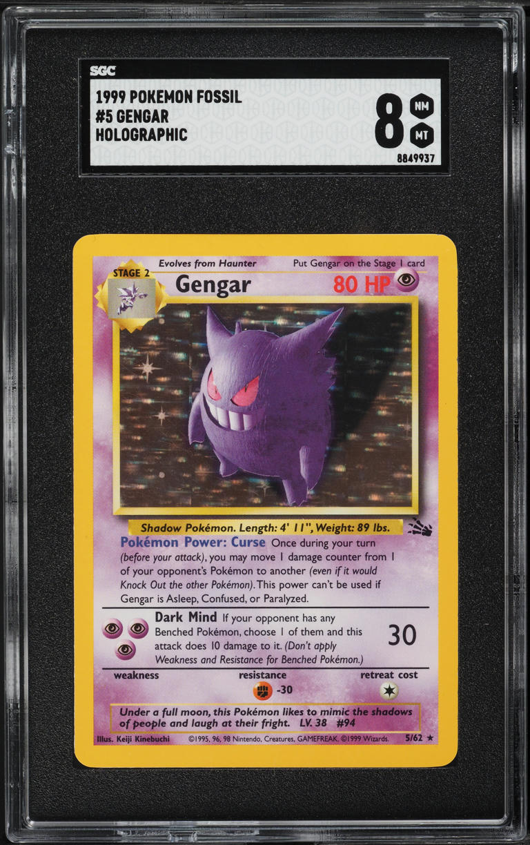 1999 Pokemon Fossil Holo Gengar #5 SGC 8 NM-MT