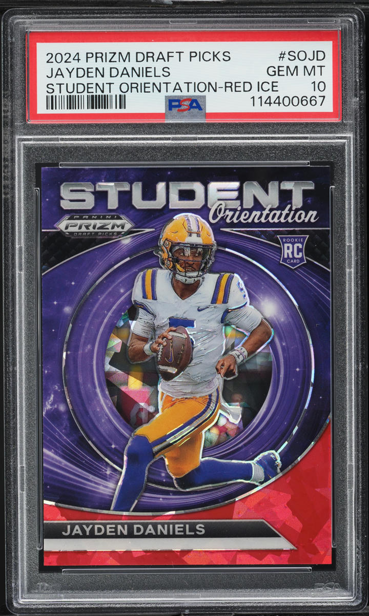 2024 Panini Prizm Draft Student Orientation Red Ice Jayden Daniels RC PSA 10 GEM