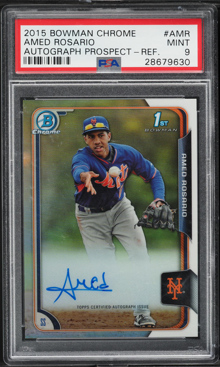 2015 Bowman Chrome Refractor Amed Rosario PROSPECT AUTO /499 #BCAP-AMR PSA 9