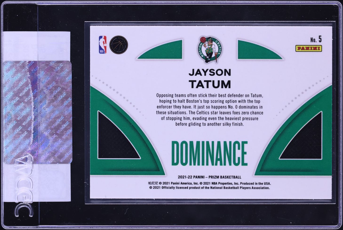 2021 Panini Prizm Dominance Jayson Tatum #5 CGC AUTH