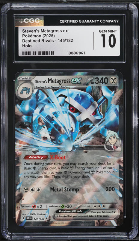 2025 Pokemon SV Destined Rivals Holo Steven's Metagross ex #145 CGC 10 GEM MINT