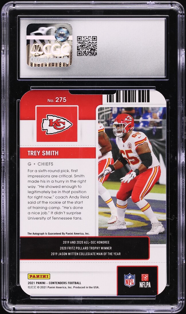 2021 Panini Contenders Ticket Stub Trey Smith ROOKIE AUTO /65 #275 CGC 9.5 MINT+