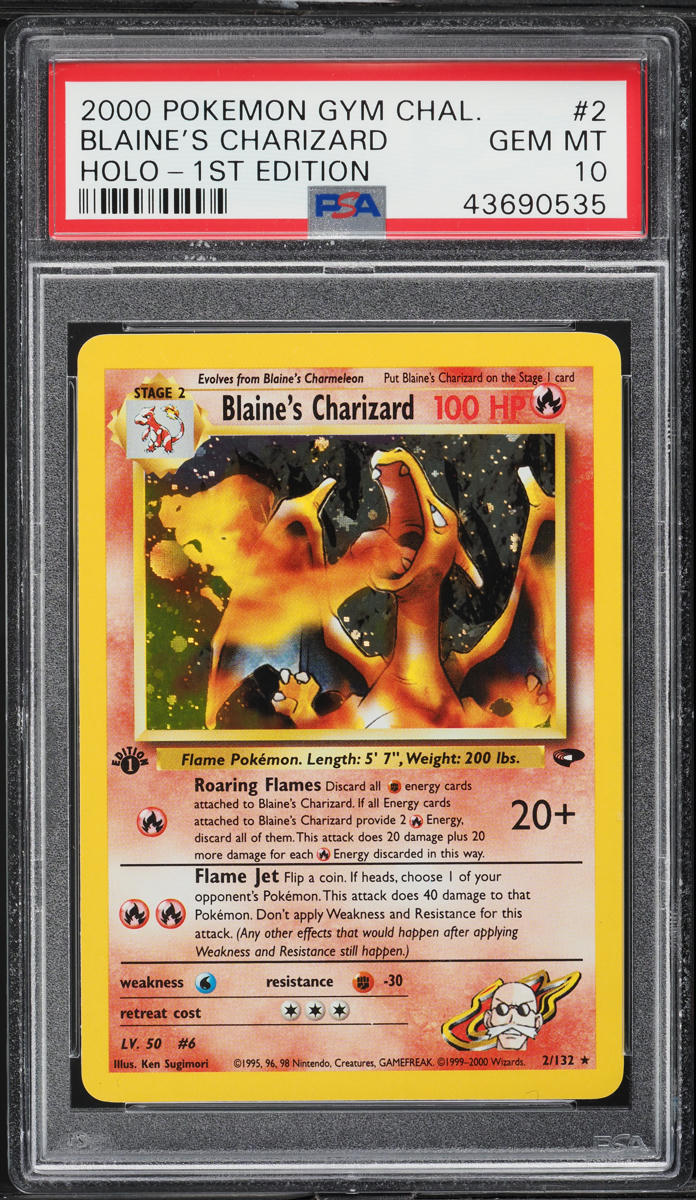 2000 Pokemon Gym Challenge 1st Edition Holo Blaine's Charizard #2 PSA 10 GEM on Fanatics Collect 2000 Pokemon Gym Challenge 1st Edition Holo Blaine's Charizard #2 PSA 10 GEM on Fanatics Collect