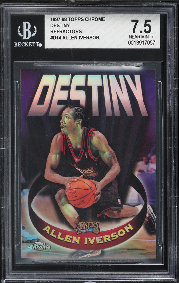 1997 Topps Chrome Destiny Refractor Allen Iverson #D14 BGS 7.5