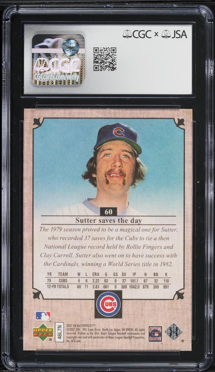 2007 UD Masterpieces Bruce Sutter AUTO #60 JSA CGC 10 GEM MINT