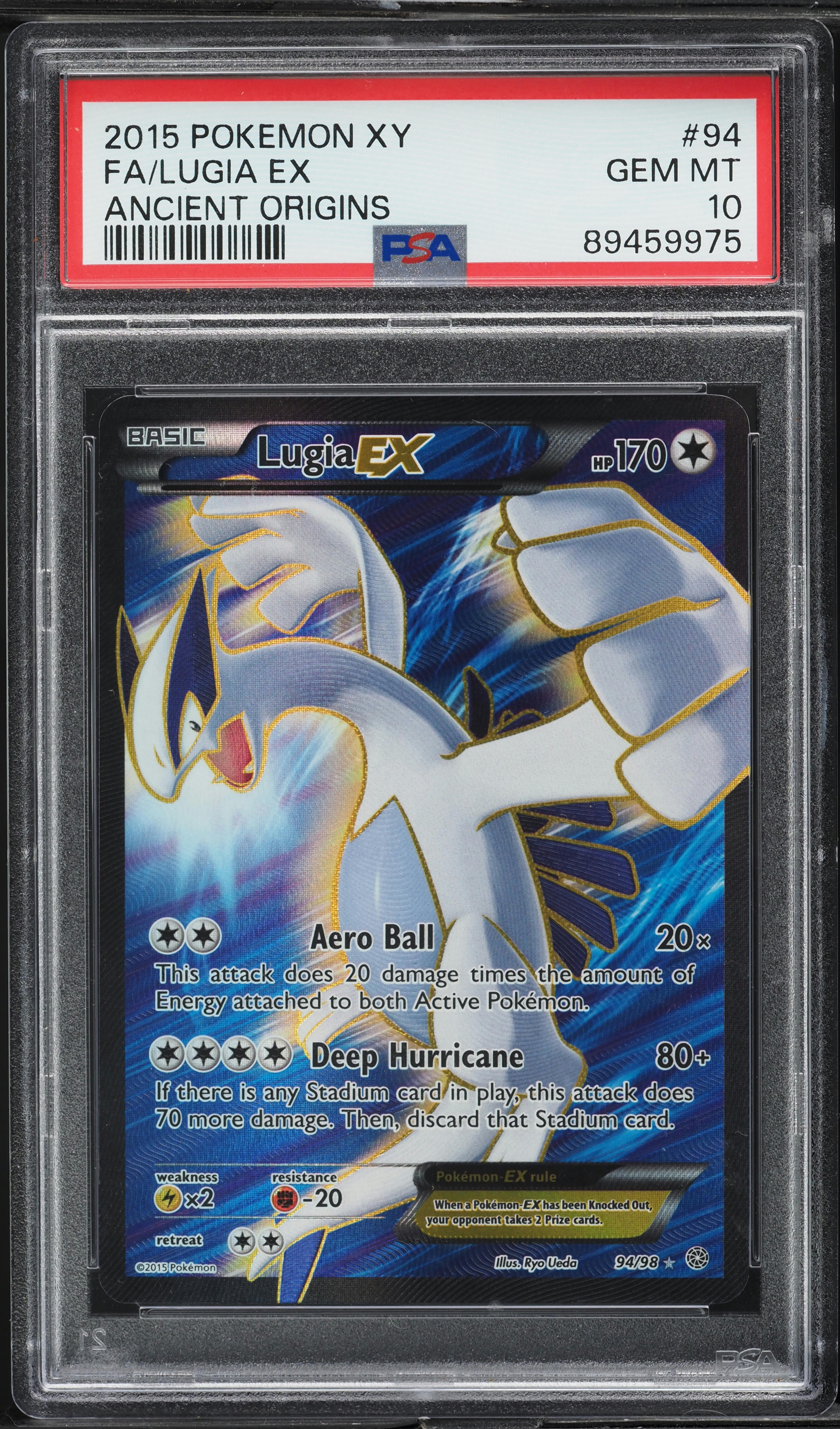 2015 Pokemon XY Ancient Origins Full Art Lugia EX #94 PSA 10 GEM