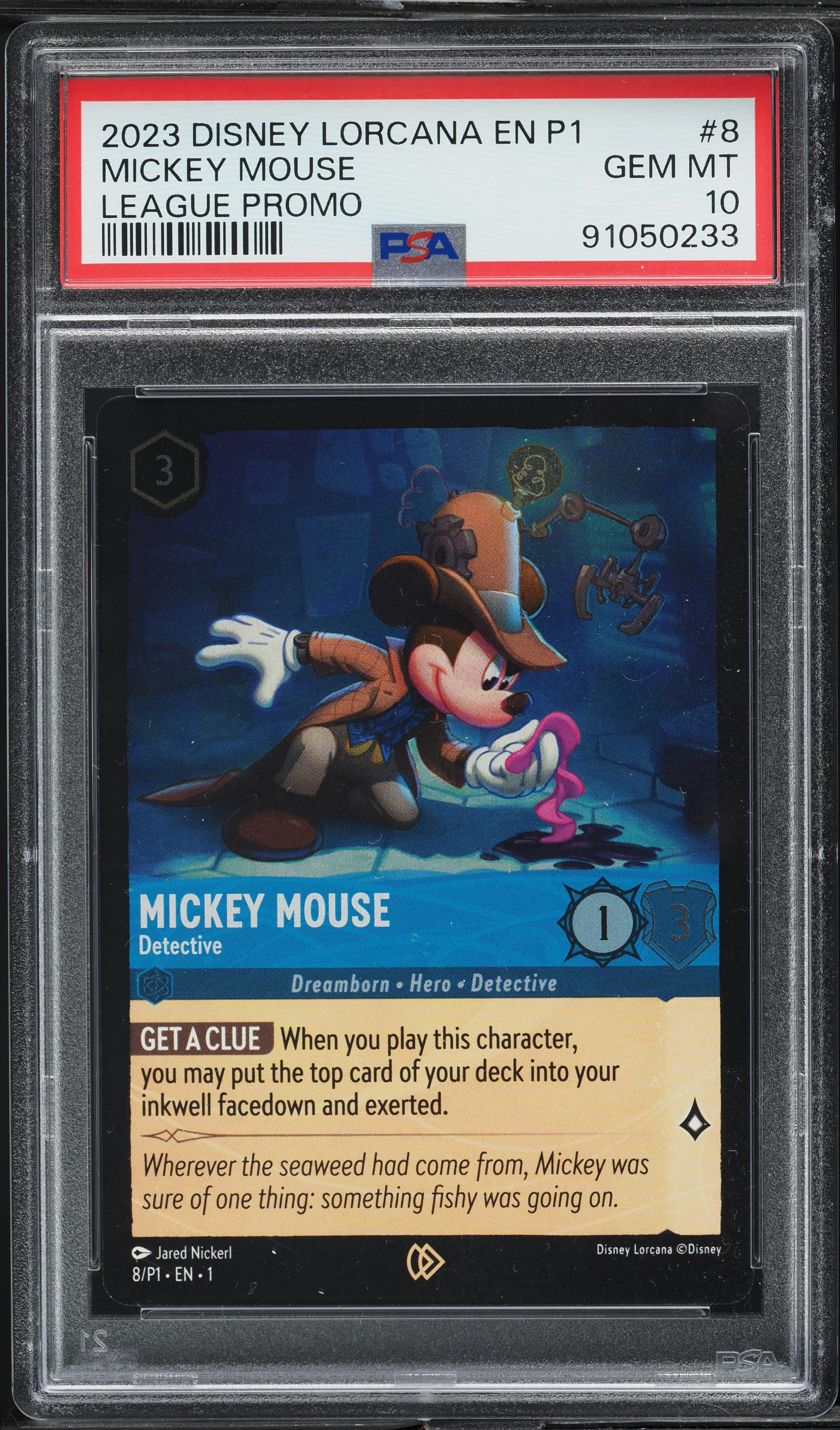 2023 Disney Lorcana League Promo Mickey Mouse Detective #8 PSA 10