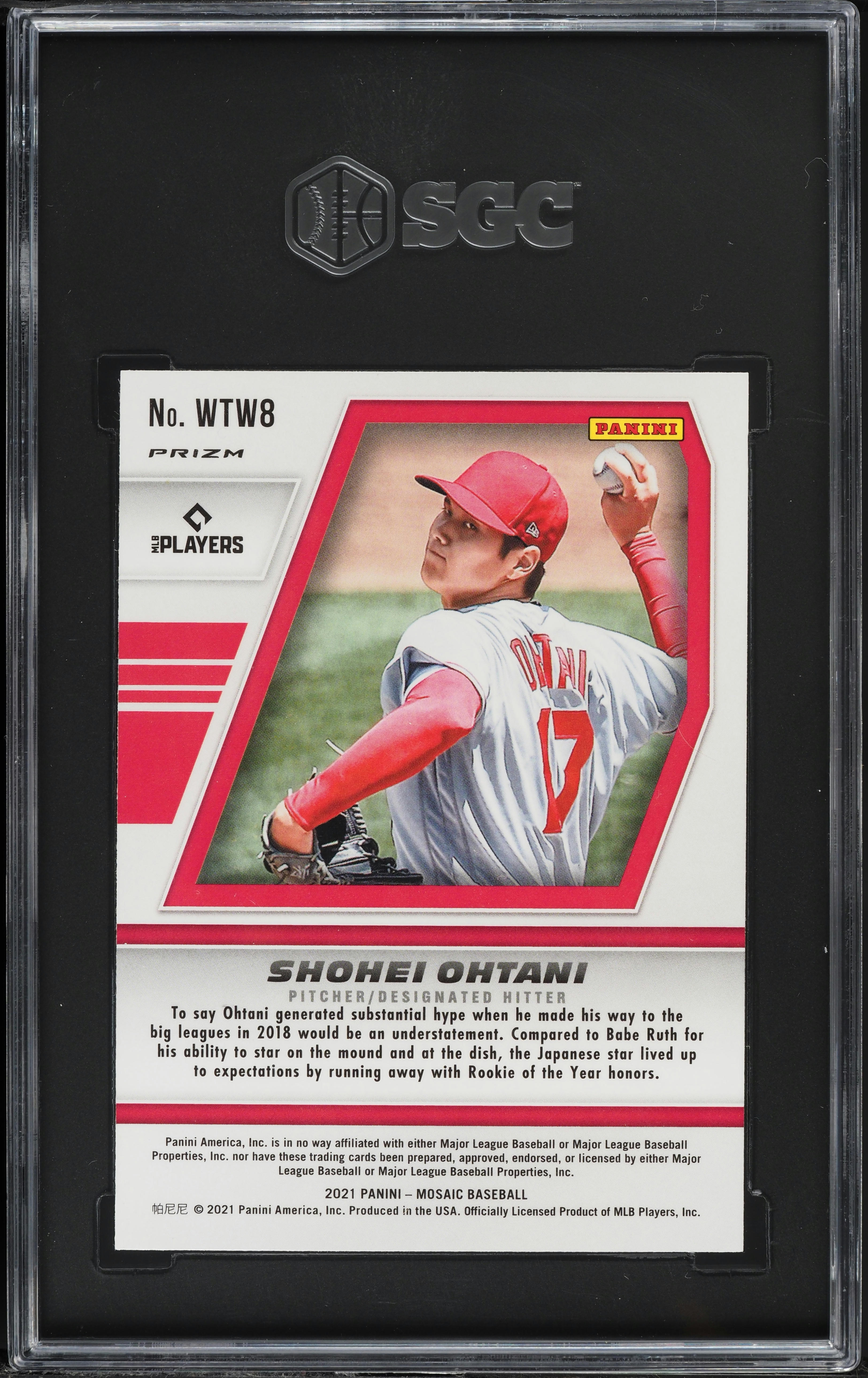 2021 Panini Mosaic Will To Win Prizm Shohei Ohtani #WTW8 SGC 9.5