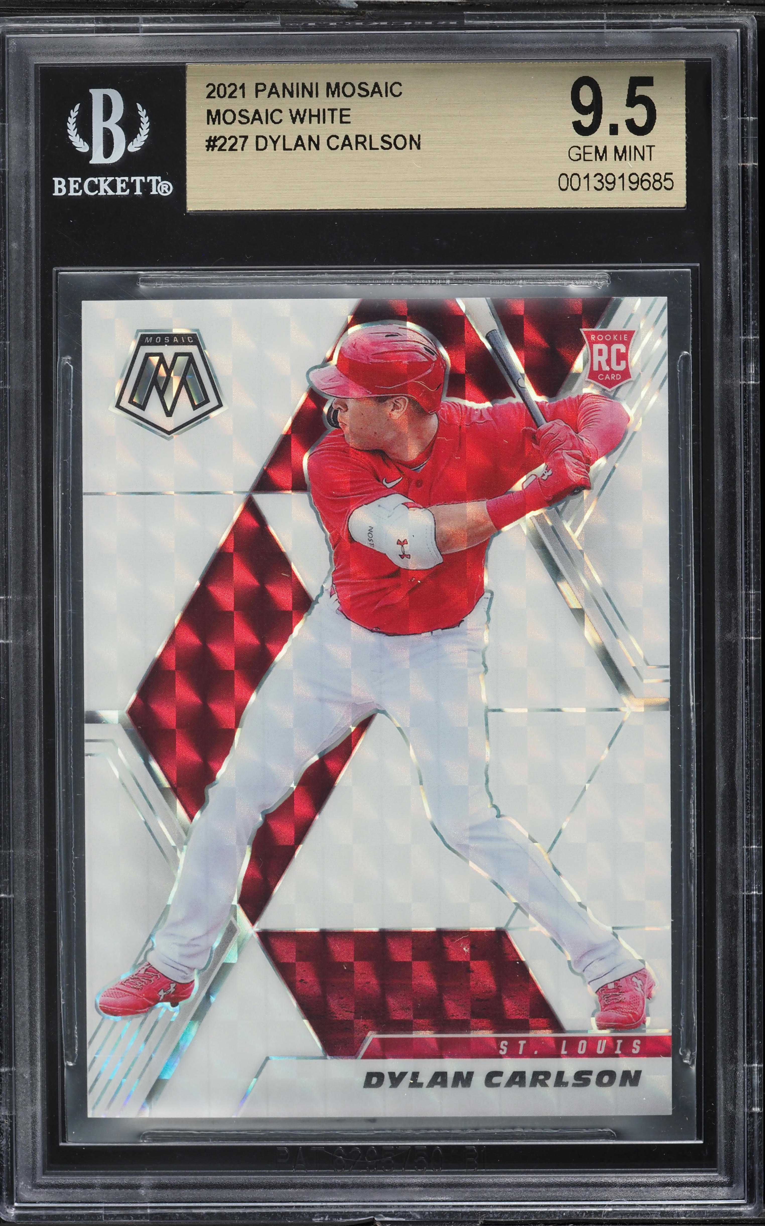 2021 Panini Mosaic White Dylan Carlson ROOKIE /25 #227 BGS 9.5 GEM 